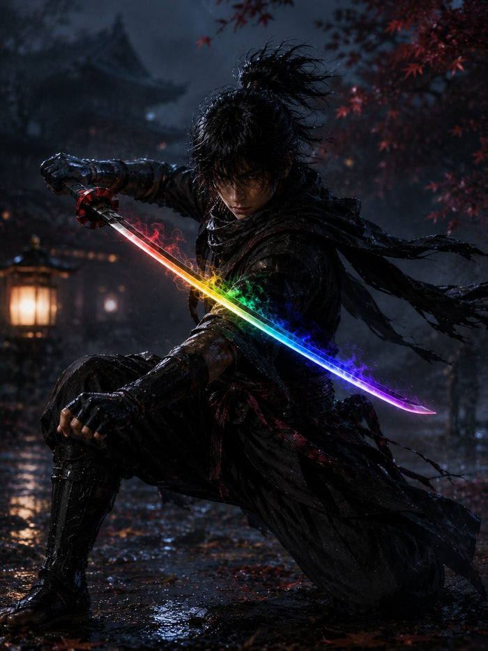 LED Glow Katana Sword with Multicolor Light Effect & Display Stand