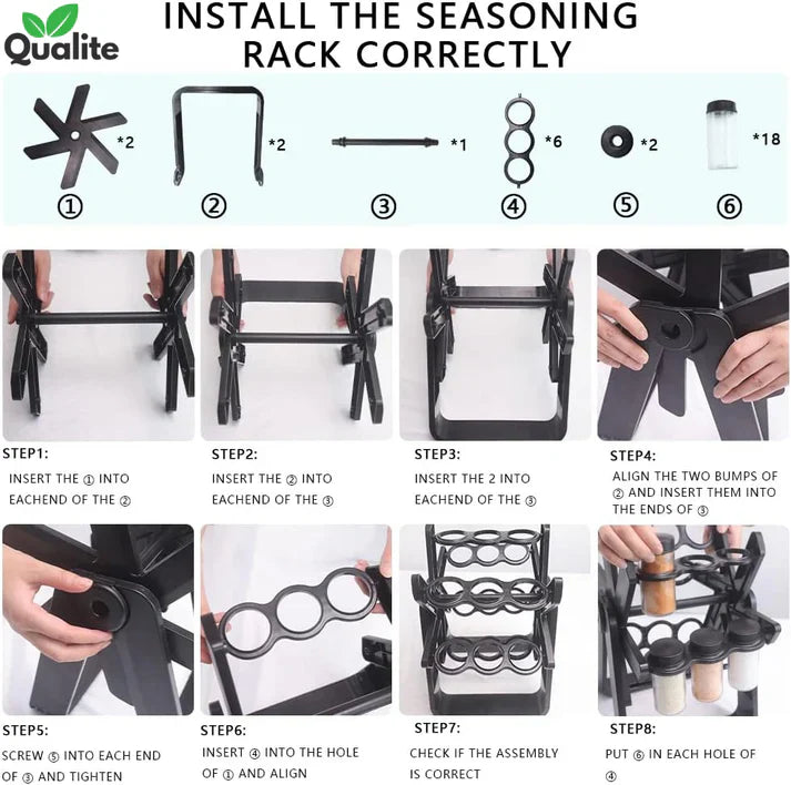 18 pcs 360° Rotating Spice Rack
