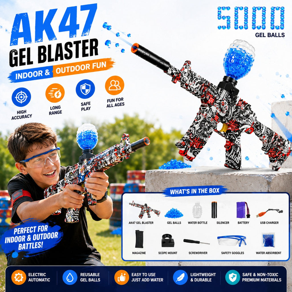 AK47 Style Gel Blaster Toy Gun – High-Speed Gel Ball Shooter for Outdoor Games & Target Practice