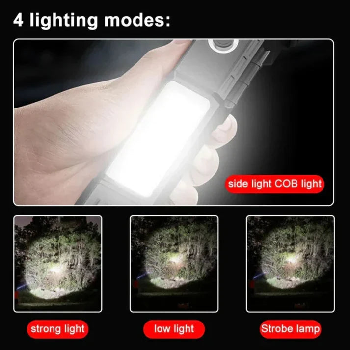 High Power LED Torch Light – Rechargeable Tactical Flashlight with Power Bank